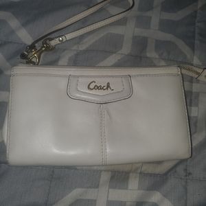 Coach- shimmer white wristlet